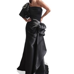 Terani Couture Black Floor Length Formal Ball Gown